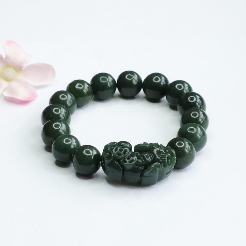 Qingpixiu Black Sheep Sterling Silver Jade Bracelet