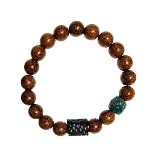 Immortal's String Sterling Silver Bracelet with Sandalwood and Jade