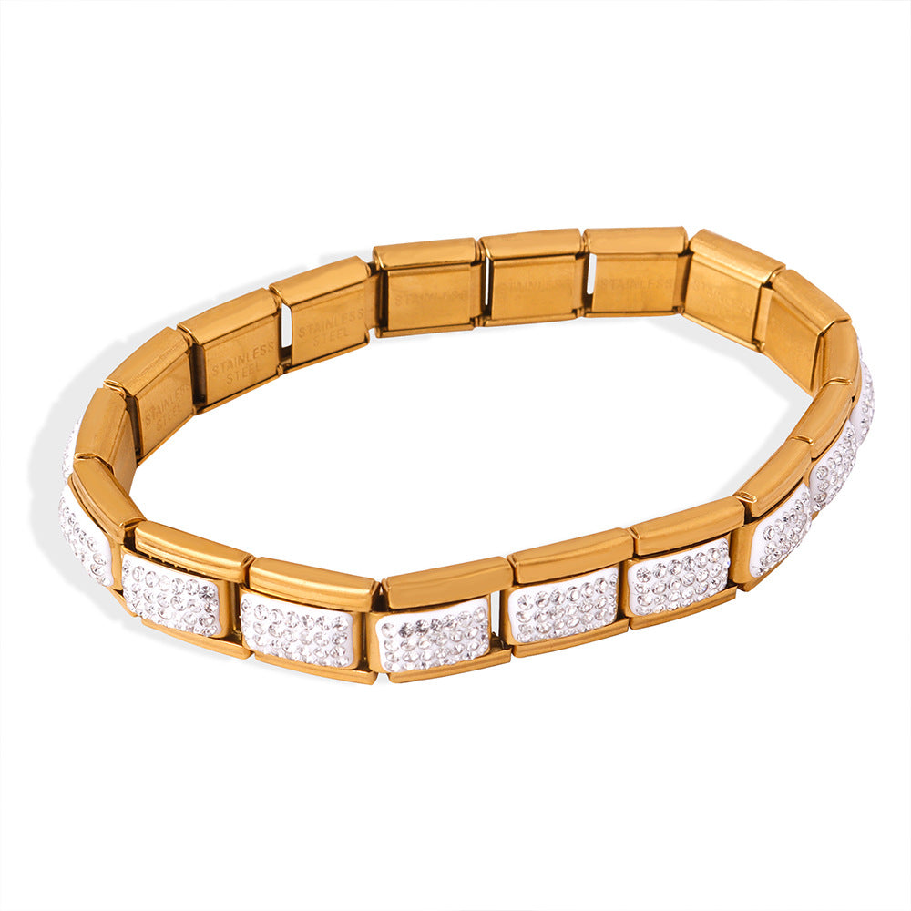 Luxurious Zircon Square Gold-Plated Bracelet for Women