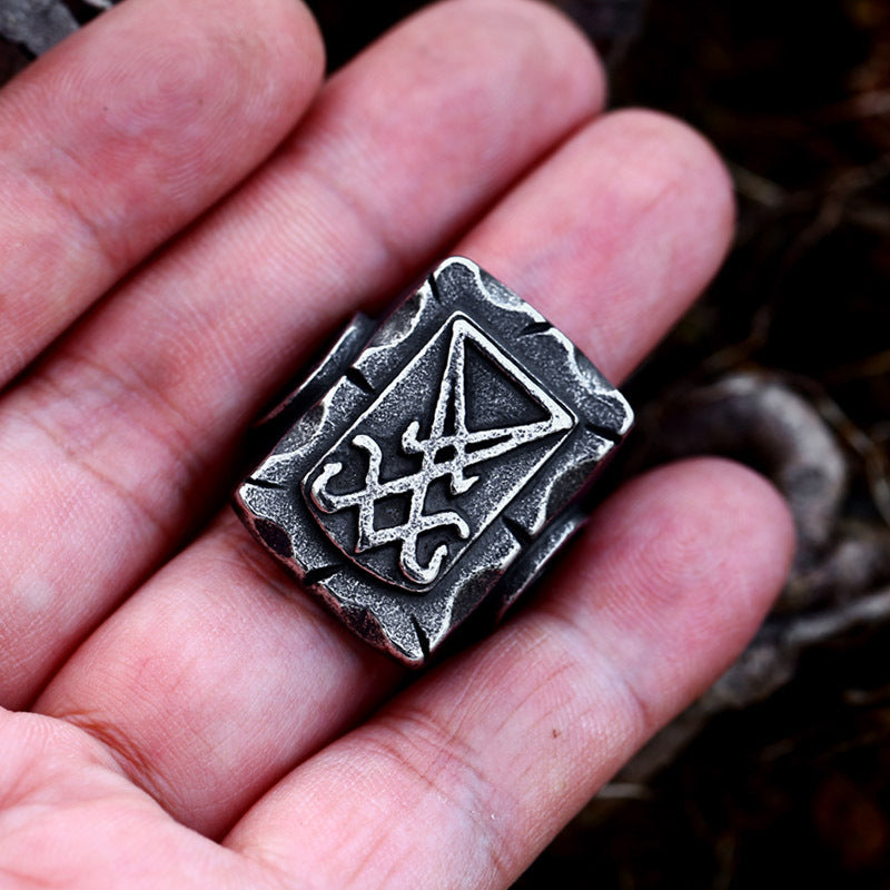 Lucifer Steel Titan Ring for Men - Bold Retro Jewelry