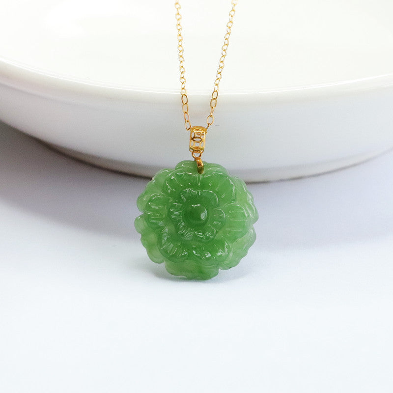 Jade Flower Pendant Necklace from Planderful Collection