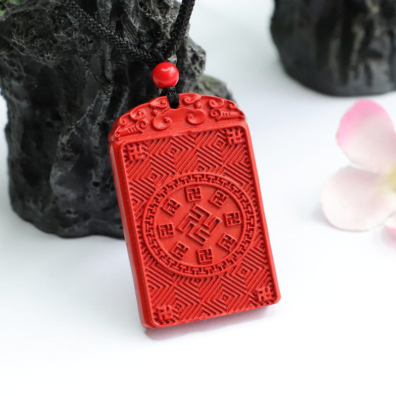 Cinnabar Pendant Red Sand Auspicious Cloud Eight Diagrams Pendant Jewelry