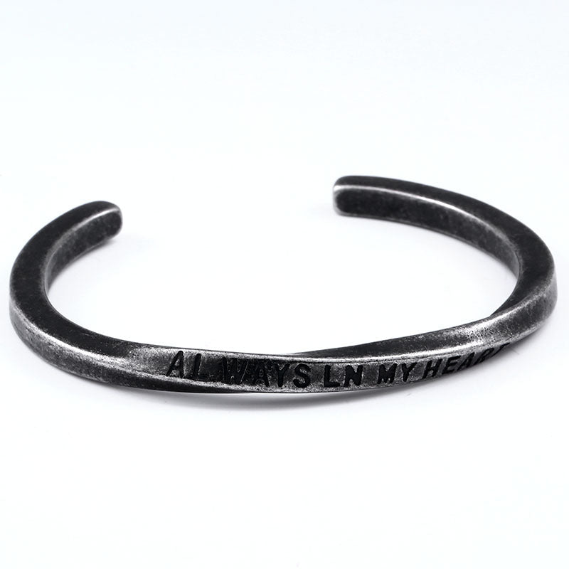 Unisex Personalized C-Type Titanium Steel Bracelet - Trendy Letter Design for Men and Women