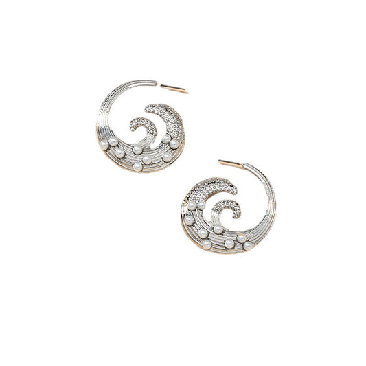 New Arrival: Vienna Verve Metal Earrings with Wave Pearl Alloy & Amazon Fashion Style