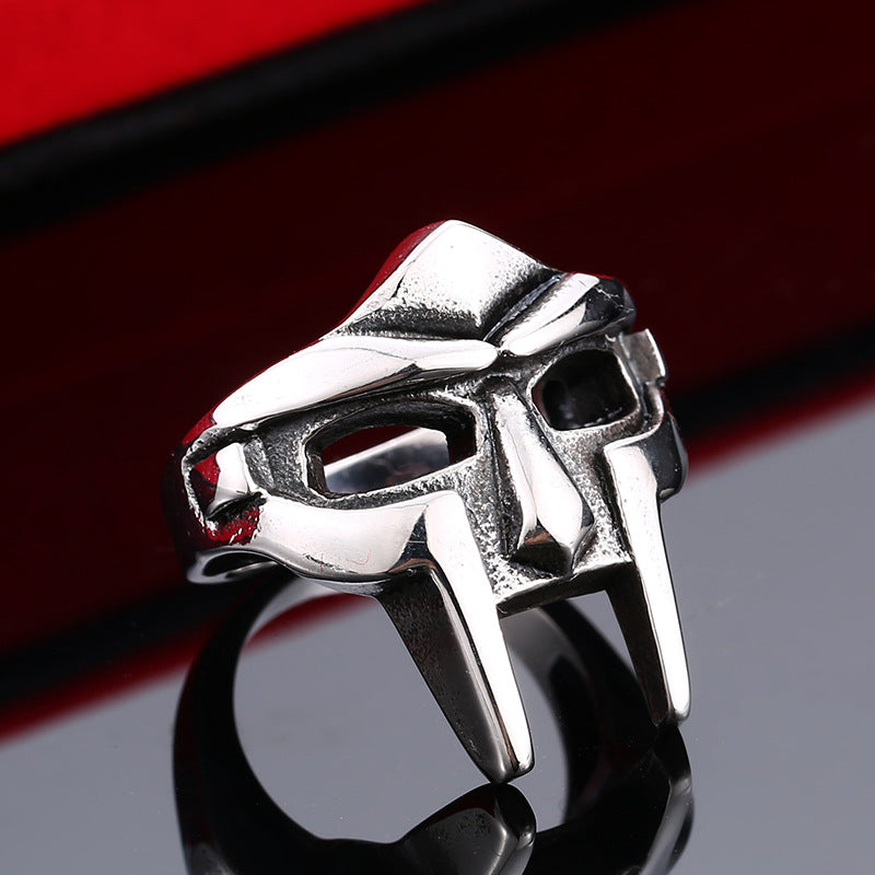 Vintage Titanium Steel Men's Mask Ring - Stylish European and American Jewelry