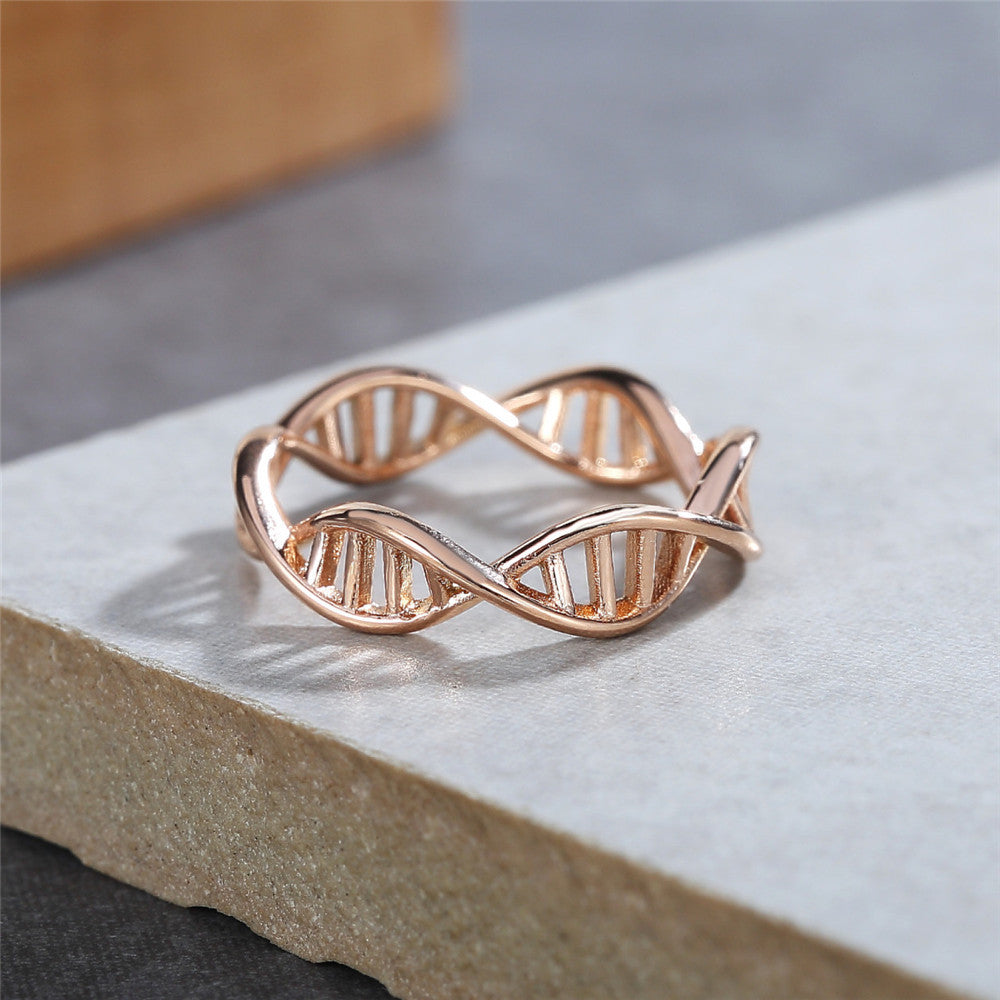 Everyday Genie Titanium Steel DNA Double Helix Ladies Ring - Size 6-13