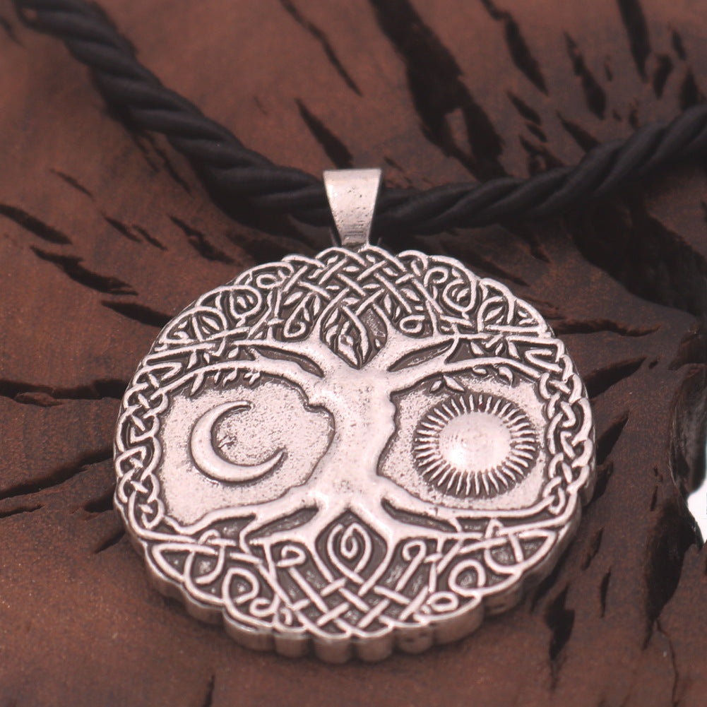 Mystical Tree of Life Zinc Alloy Pendant Necklace for Men from the Norse Legacy Collection