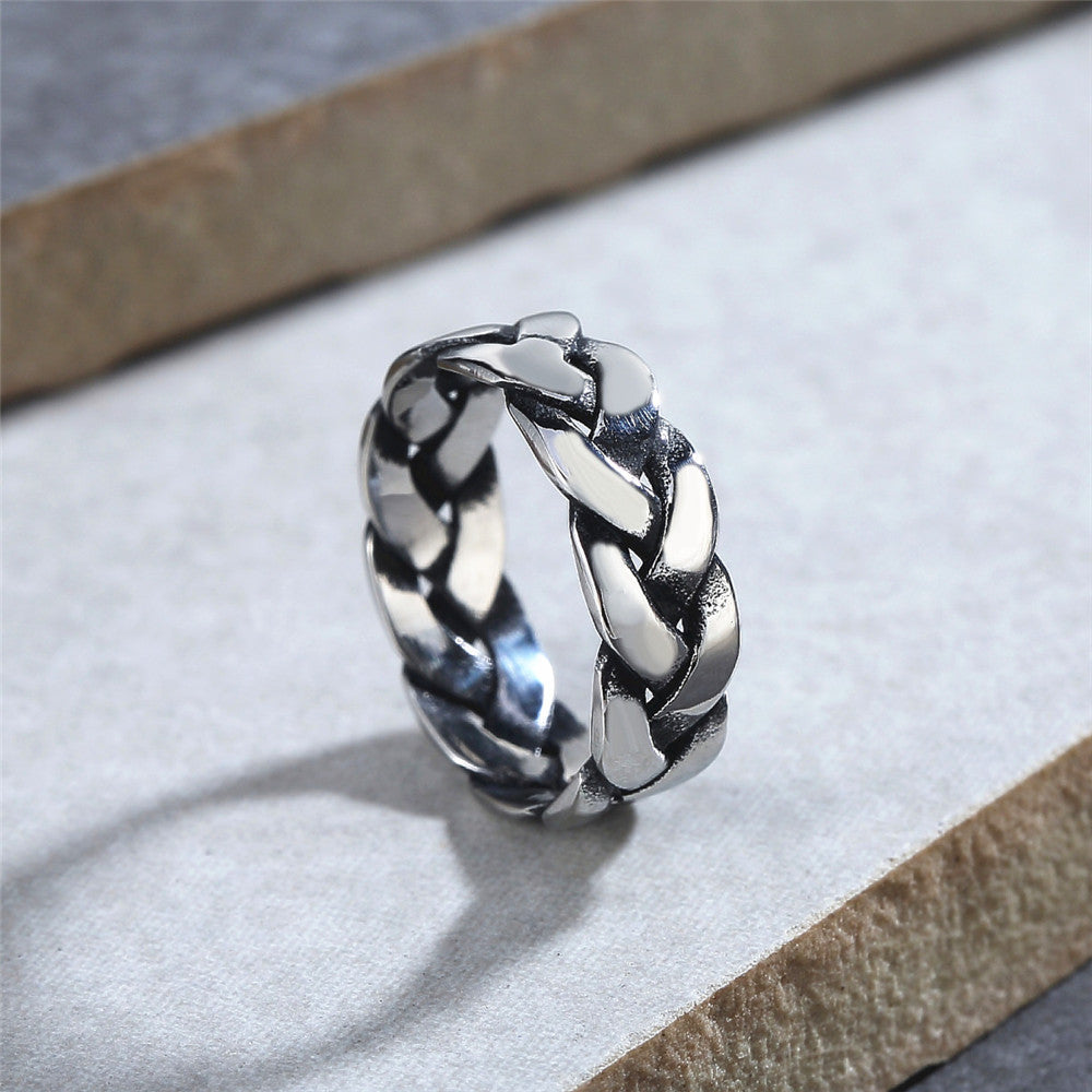 Fashionable Retro Viking Woven Titanium Steel Ring