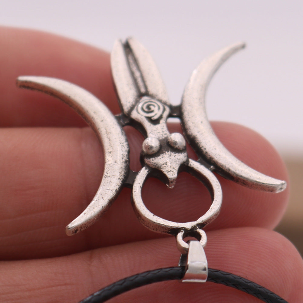 Mystical Moon Goddess Fertility Necklace - Vintage Silver Pendant for Men