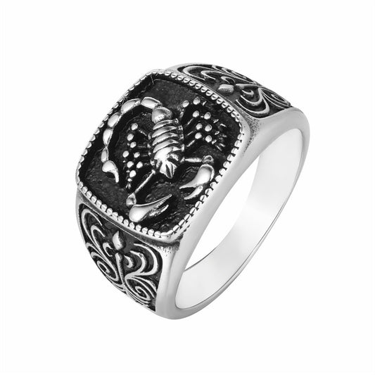 Personalized Retro Scorpion Men's Titanium Steel Ring - European and American Wholesale Jewelry