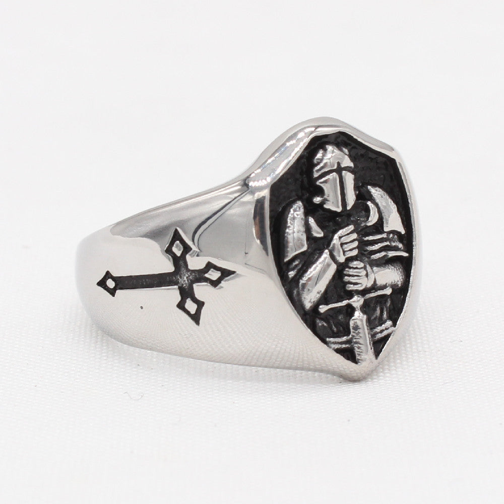 Personalized Retro Titanium Steel Ninja Warrior Ring for Men - European and American Style