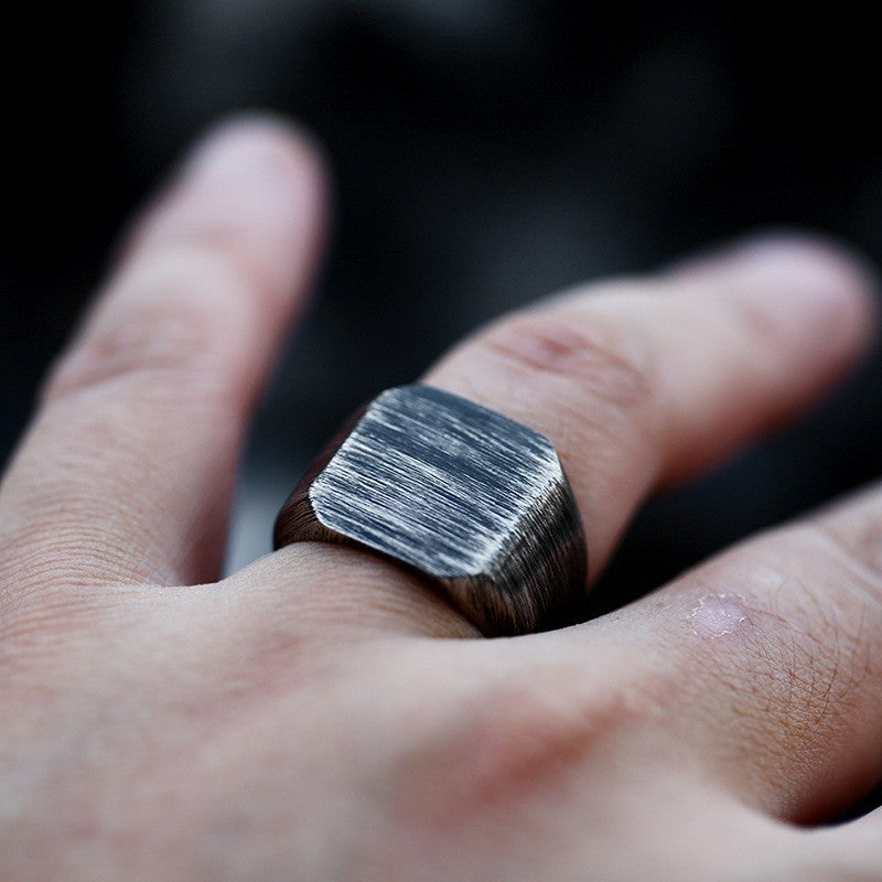 Trendy Titanium Steel Men's Band Ring - Retro Brushed Design for Wholesale Fashion Jewelry