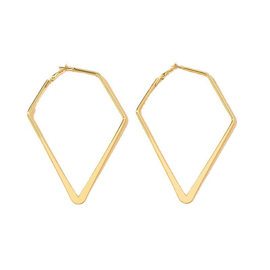 Diamond Metal Lines Geometric Earrings: Minimalistic Elegance