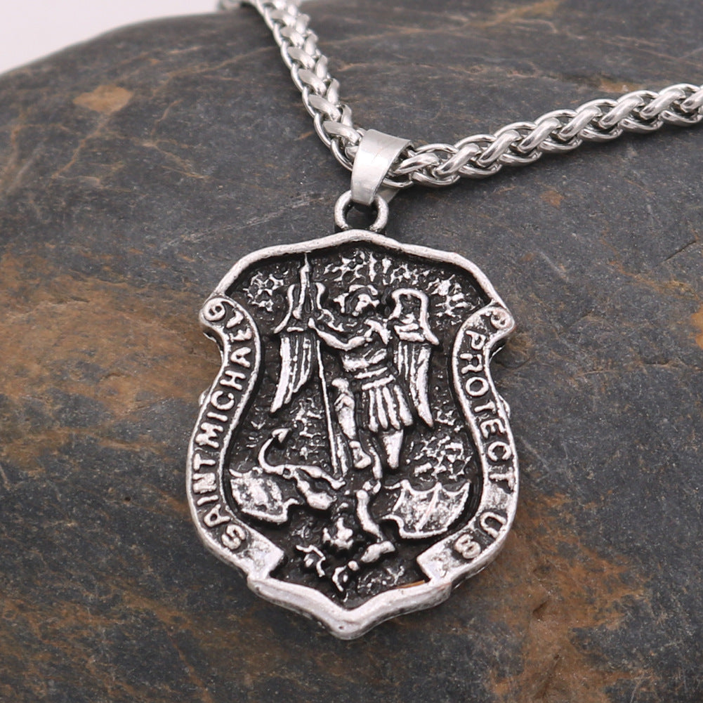 Heavenly Archangel Pendant Chain Necklace for Men - Retro Punk Jewelry