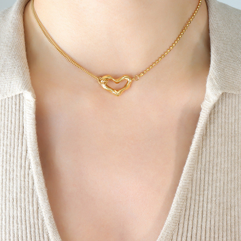 18k Gold Irregular Heart Pendant Necklace - Planderful Everyday Genie Collection