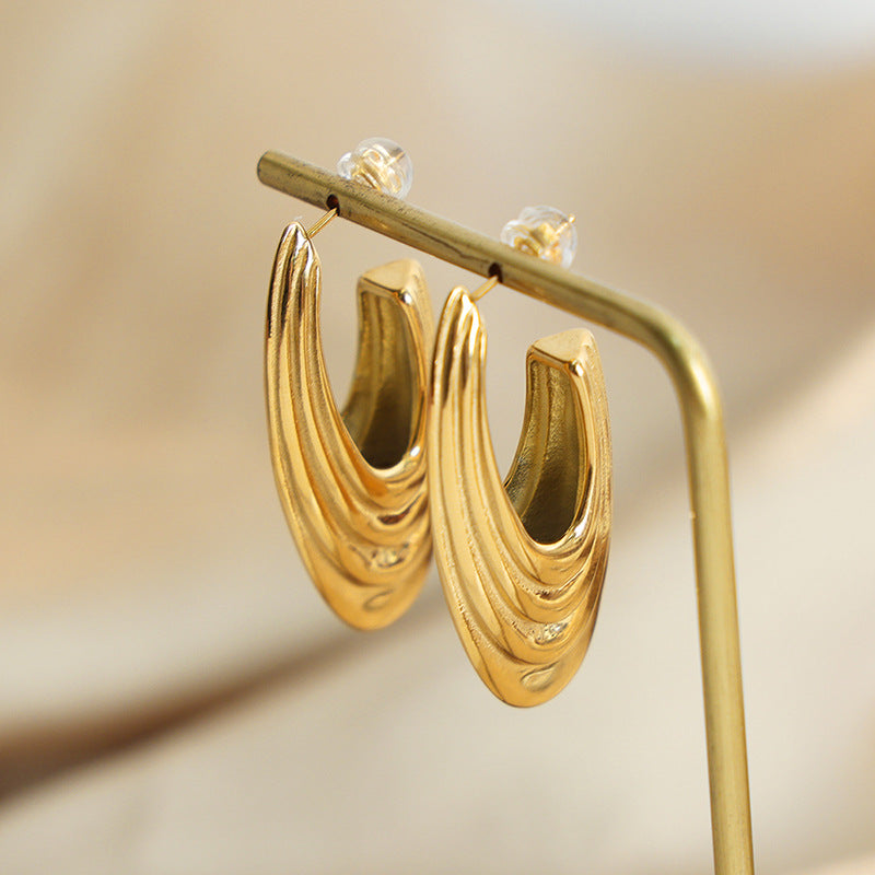 Golden Geometric Retro Earrings - Exquisite Titanium Steel Jewelry