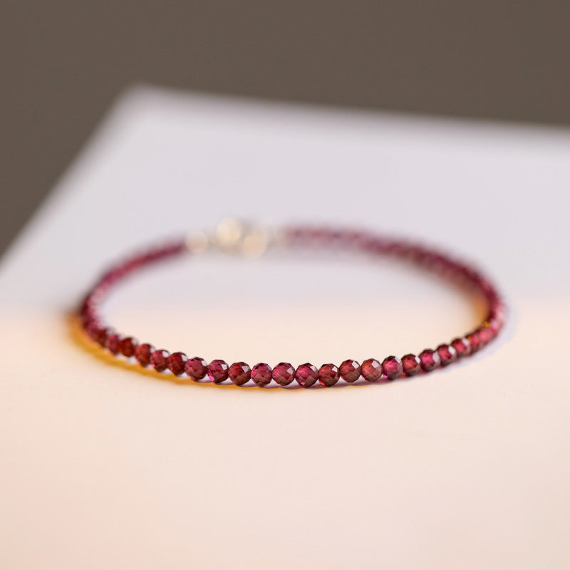 Burgundy Garnet Crystal Bracelet in 14K Gold Plated Sterling Silver