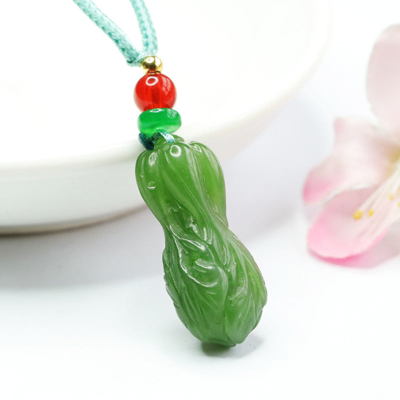 Green Jasper Jade Cabbage Necklace