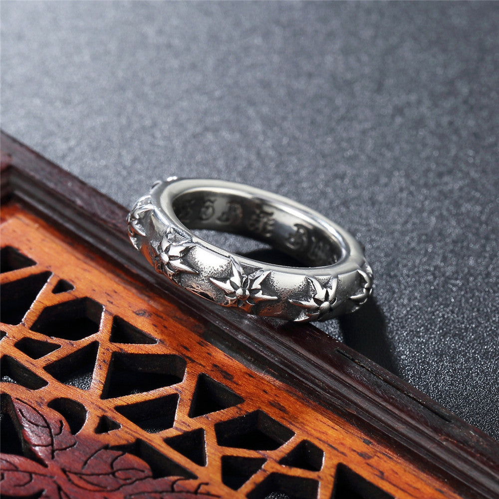 Row of Hexagonal Star Titanium Steel Ring for Men