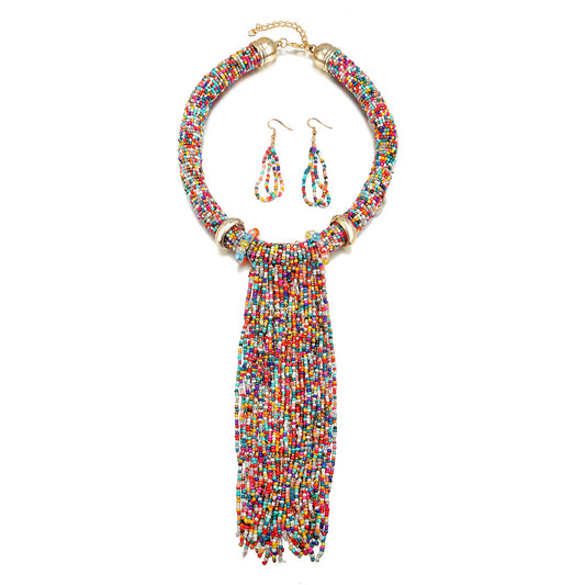 Savanna Rhythms African Style Tassel Necklace