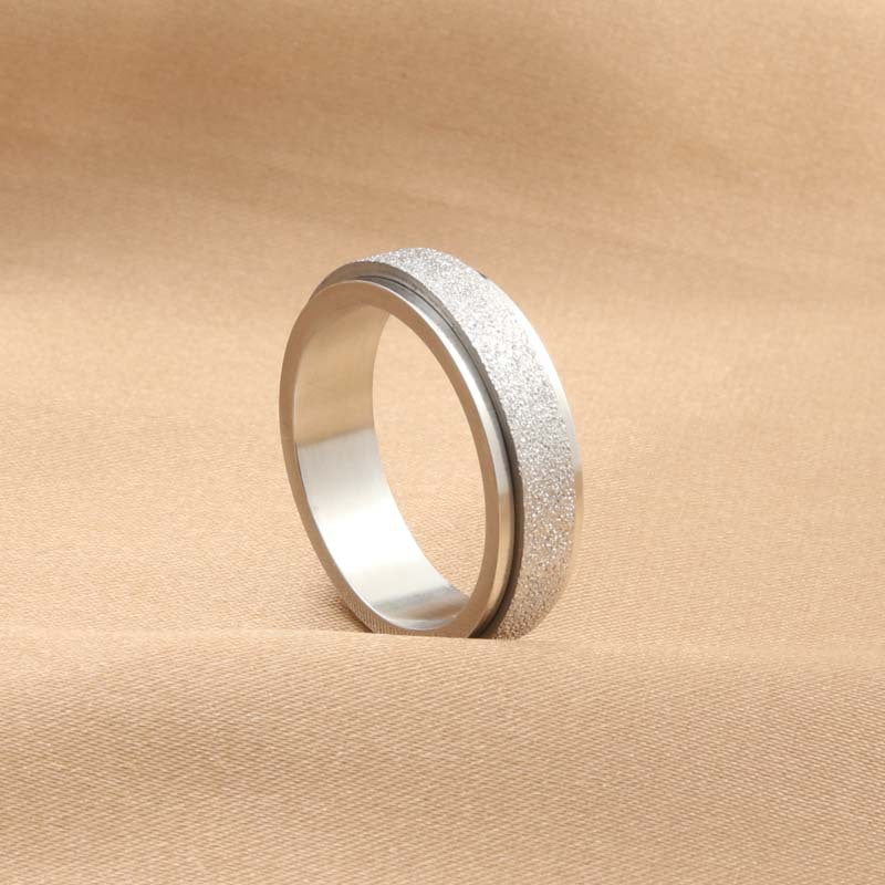 Titanium Steel Matte Rotating Ring for Men - Retro and Trendy Stainless Steel Accessory