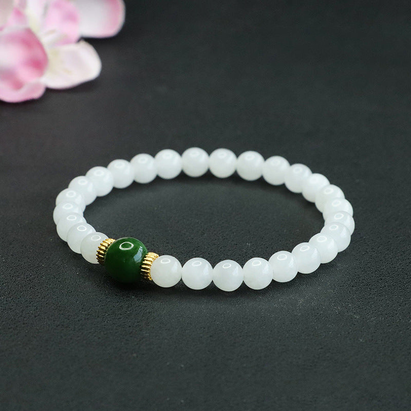 Fortune's Favor White Jade Sterling Silver Bracelet