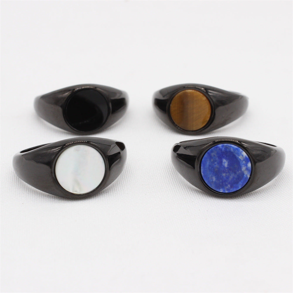 Everyday Genie Titanium Steel Gem Ring for Men and Women