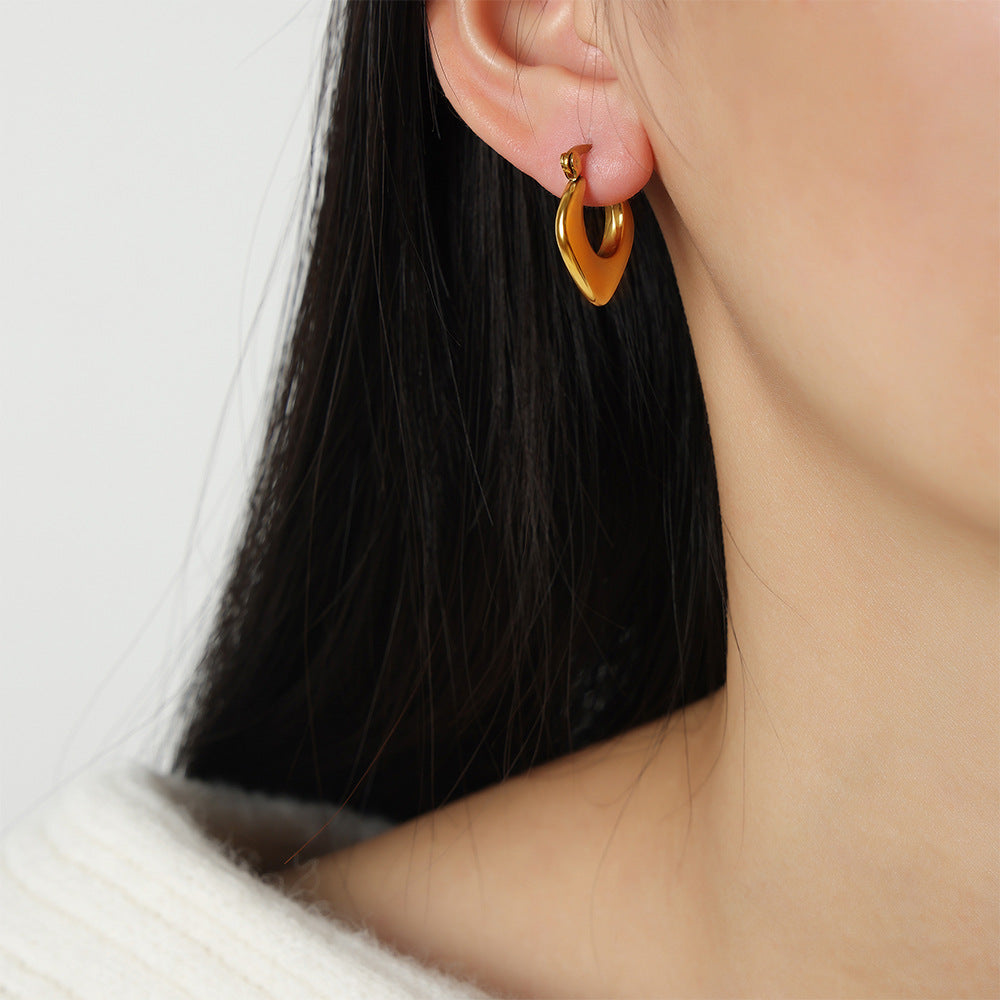 Modern Geometric Gold-Plated Titanium Earrings with Cross-Border Personalization