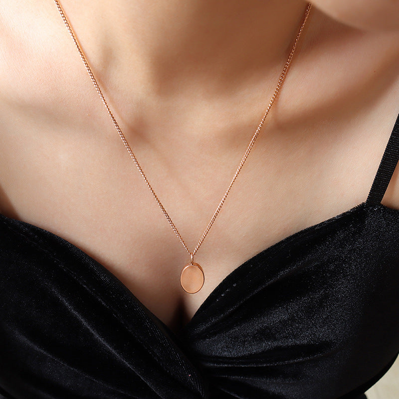 Geometric Oval Pendant Necklace - Elegant Titanium Steel Clavicle Chain