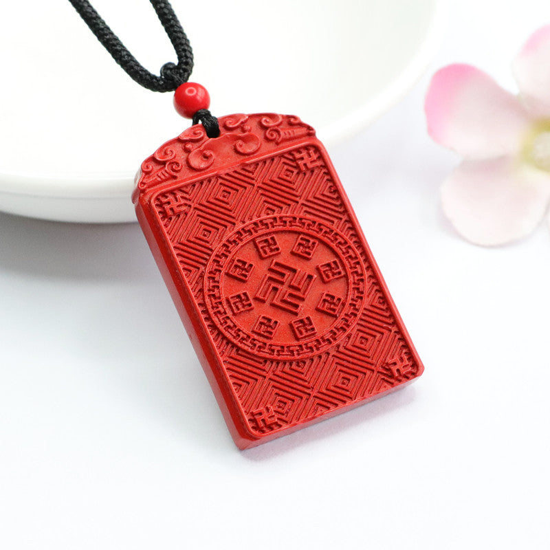 Cinnabar Pendant Red Sand Auspicious Cloud Eight Diagrams Pendant Jewelry