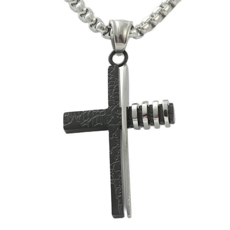 Personalized Retro Titanium Steel Cross Pendant Necklace for Trendy Men