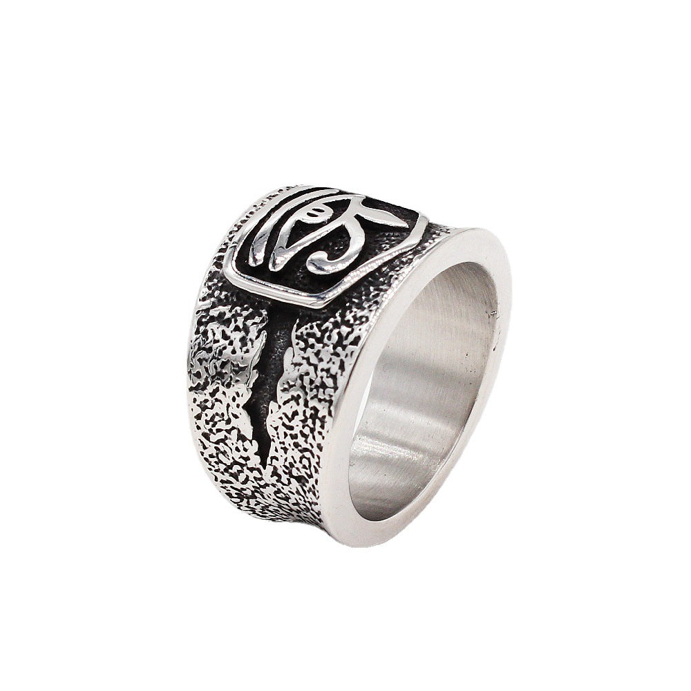 Retro Egyptian Eyes Men's Titanium Steel Ring