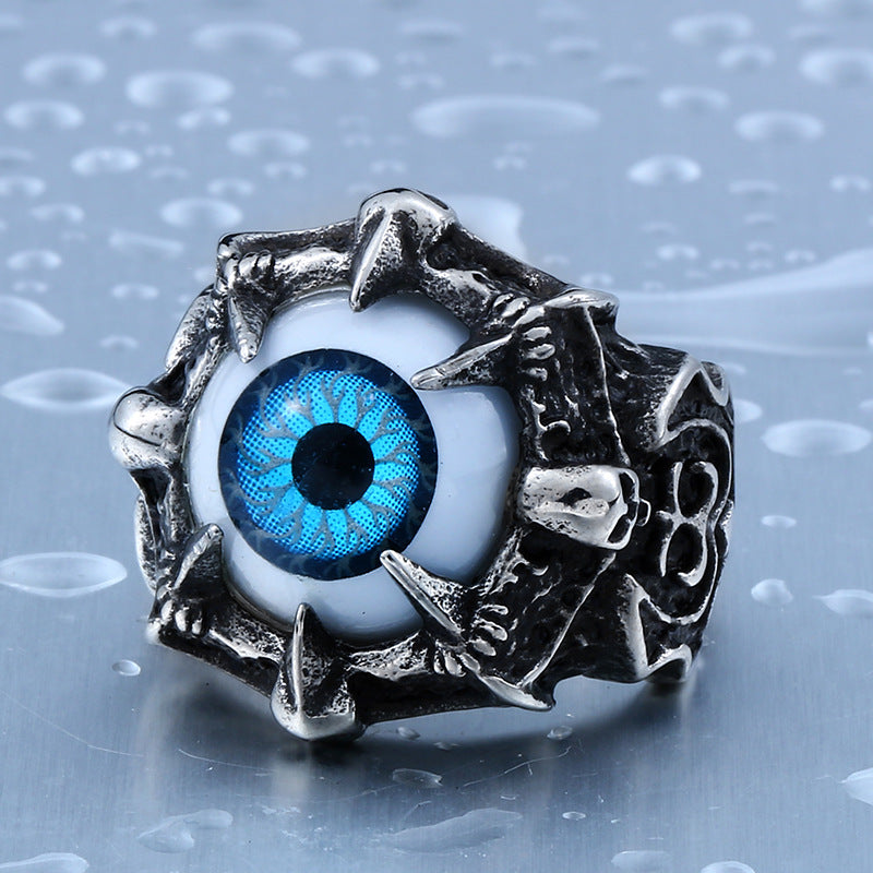 Personalized Men's Titanium Steel Death Demon Eye Ring - European and American Style