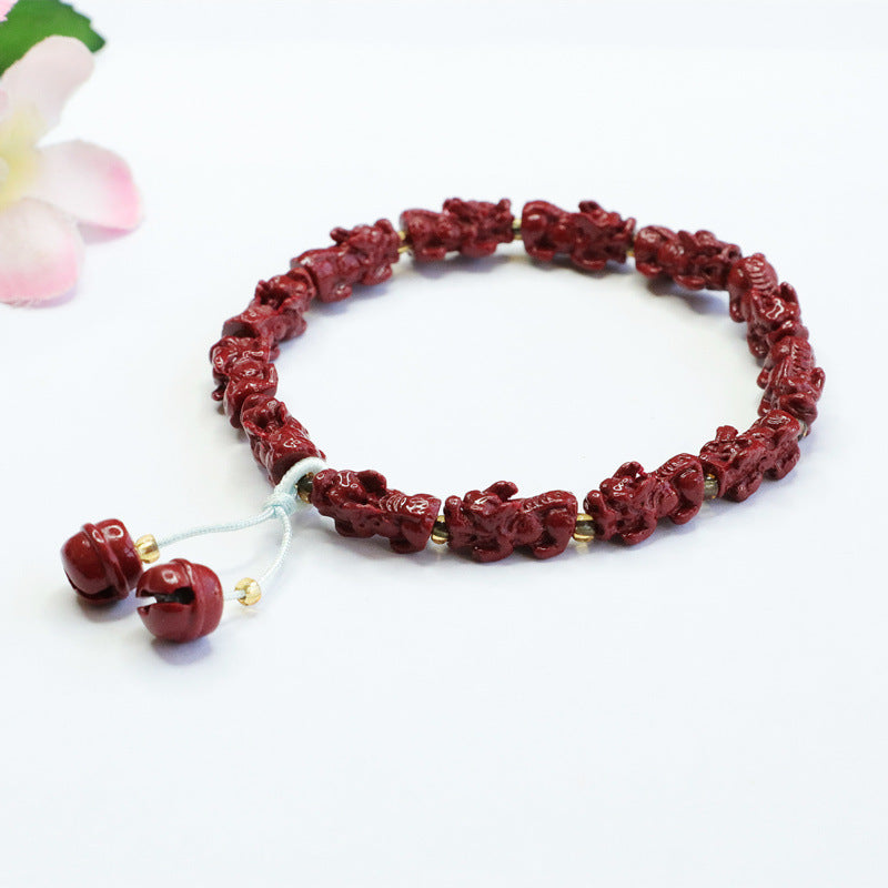 Purple Gold Sand Pixiu Cinnabar Bracelet