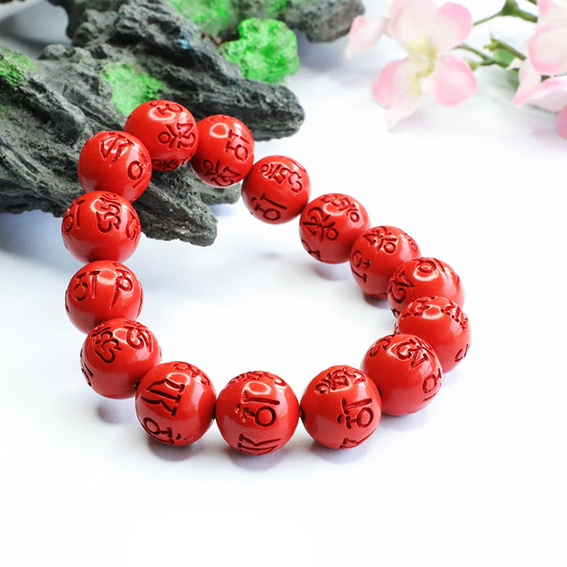 Red Sand Sterling Silver Bracelet with Cinnabar Stone