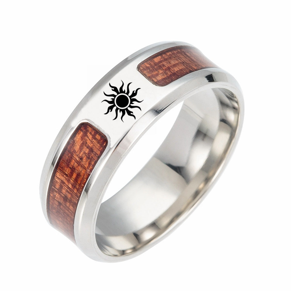 European Charm Steel Rune Ring with Celtic Knot for Men