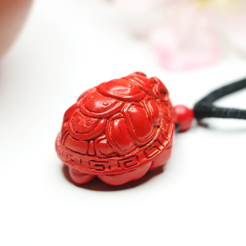 Cinnabar Dragon Turtle Pendant in Sterling Silver