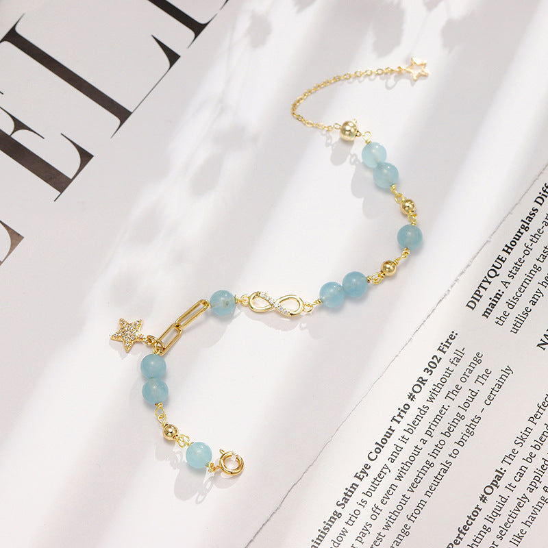 Fortune's Favor Aquamarine Crystal Sterling Silver Bracelet