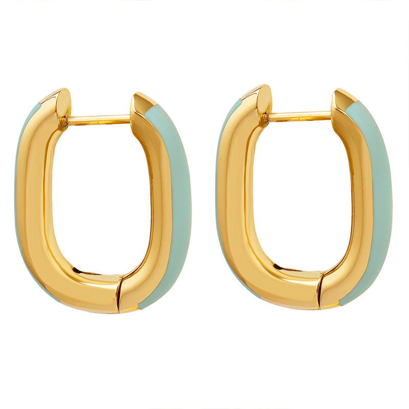 Drip Oil Craft U-Shaped Earrings - Chic Metal Studs for Women