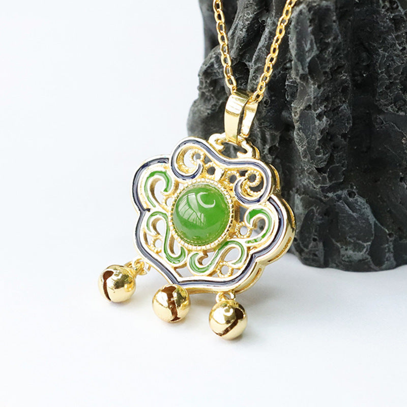 Fortune's Favor Sterling Silver Jade Ruyi Lock Necklace