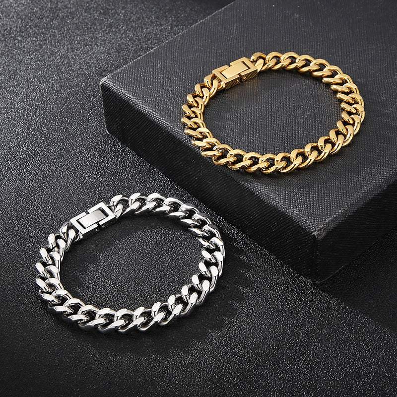 Bold Cuban Chain Titanium Steel Bracelet for Men: Hip-Hop Style Dominance