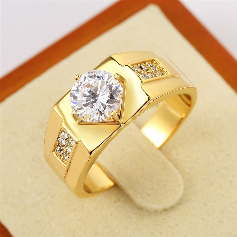 Korean Edition Men's Fashion Personalized Zircon Wedding Ring