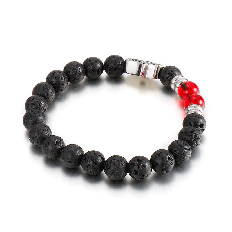 Men's Volcanic Stone Buddha Bead Bracelet by Planderful Collection