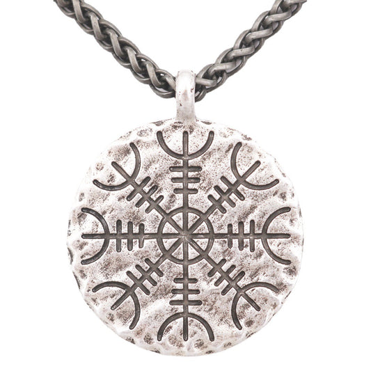 Viking Compass Rune Pendant - Norse Legacy Silver Necklace for Men