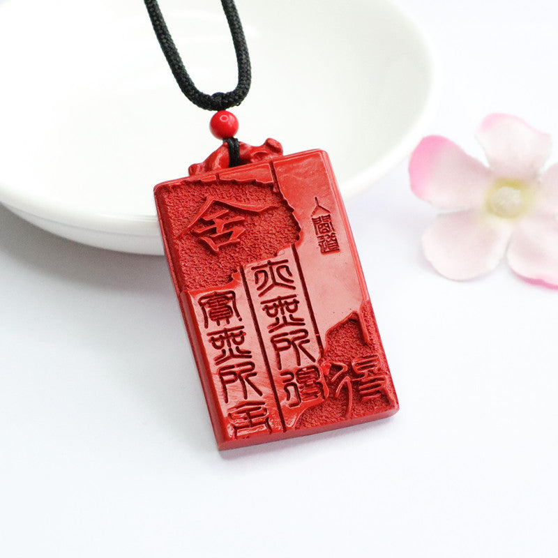 Cinnabar Pendant Red Sand Rectangle Pendant Jewelry