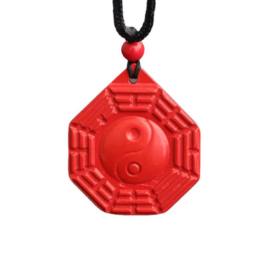 Vermilion Sand Bagua Cinnabar Sterling Silver Pendant