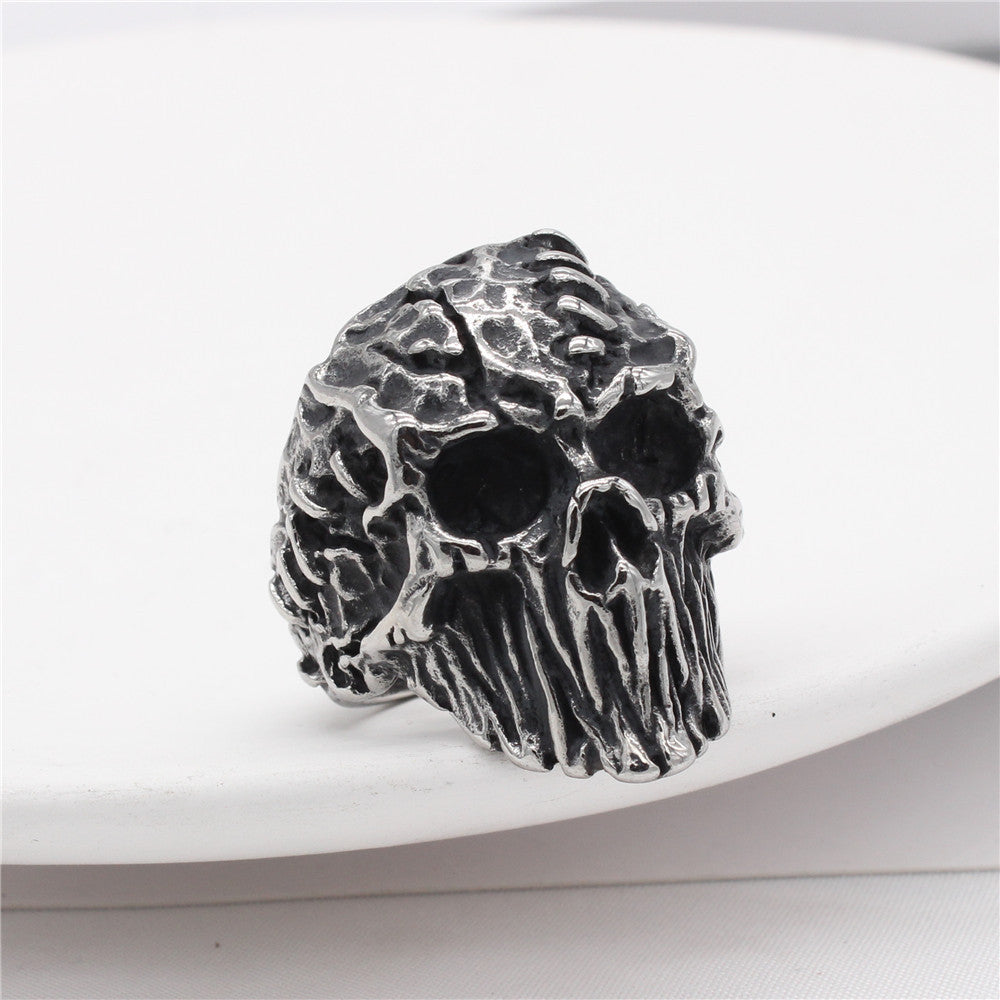 Halloween Mummy Skeleton Head Titanium Steel Ring for Men