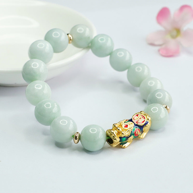 Jade Pixiu Sterling Silver Bracelet - Fortune's Favor Collection