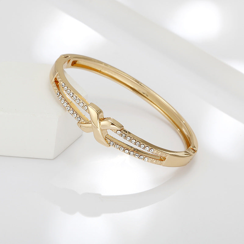 Titanium Steel Bracelet with Sparkling Stones- Stylish Hand Jewelry for Girls