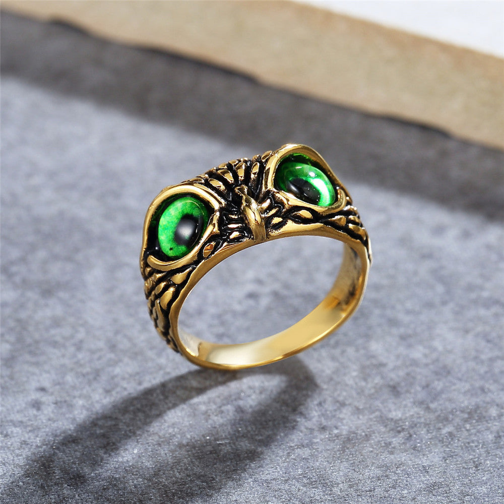 Personality Vintage Halloween Owl Titanium Steel Ring for Men